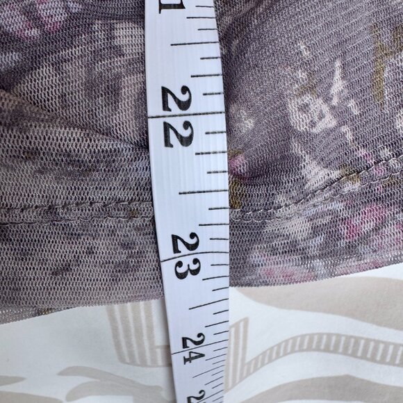 Mexx Mesh Lined Cap Sleeved Grey and Dusty Mauve Woodland Shirt - Picture 11 of 11